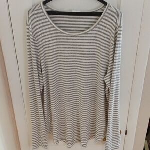 Striped Long Sleeve Top - Gray and White